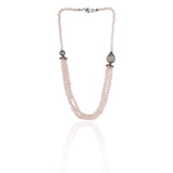 Silver Plated Dor Rose Quartz Zircon Necklace Set