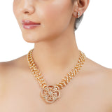Gold Plated Barsaat Zircon Quatrafoil Necklace Set