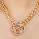 Gold Plated Barsaat Zircon Quatrafoil Necklace Set
