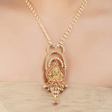 Gold Plated Barsaat Laxshmi Ruby Pearl Necklace Set