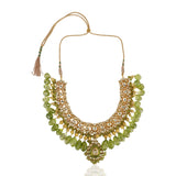 Gold Plated Vivaah Peridot Kundan Necklace Set
