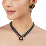 Gold Plated Barsaat Iolite Zircon Flower Choker Set