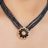 Gold Plated Barsaat Iolite Zircon Flower Choker Set