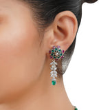 Silver Plated Barsaat Victorian Green Tourmaline Ruby Set