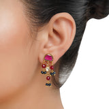 Gold Plated Barsaat Kundan  Blue Red Choker Set