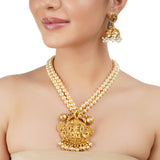Gold Plated Barsaat Lakshmi Pearl Necklace Set