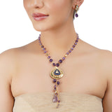Gold Plated Barsaat Kundan Amethyst Necklace Set