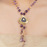 Gold Plated Barsaat Kundan Amethyst Necklace Set