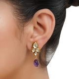 Gold Plated Barsaat Kundan Amethyst Necklace Set