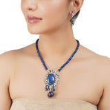 Silver Plated Barsaat Victorian lapiz Zircon Set