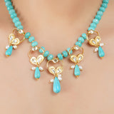 Gold Plated Barsaat Kundan Blue  Necklace Set