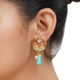 Gold Plated Barsaat Kundan Blue  Necklace Set