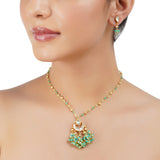 Gold Plated Barsaat Kundan Blue Tassel Necklace Set