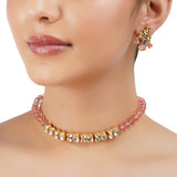 Gold Plated Barsaat Kundan Pink Choker Set