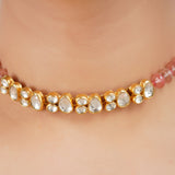 Gold Plated Barsaat Kundan Pink Choker Set