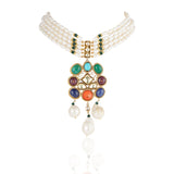 Gold Plated Manihaar Multi Stone Necklace Set