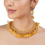 Gold Plated Barsaat Citrine Gold Haar Set