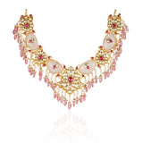 Gold Plated Manihaar Kundan Tourmaline Necklace Set