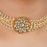 Gold Plated Barsaat Kundan Pearl Choker Set