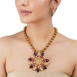 Gold Plated Barsaat Zircon Peacock Necklace Set