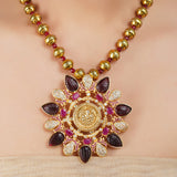 Gold Plated Barsaat Zircon Peacock Necklace Set