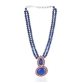 Silver Plated Manihaar Lapiz Necklace Set
