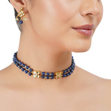 Gold Plated Barsaat Kundan Lapiz Choker Set