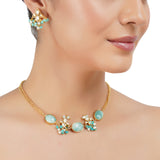Gold Plated Barsaat Chrysoprase Kundan Choker Set