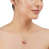 Gold Plated Barsaat Zircon Ruby Necklace Set
