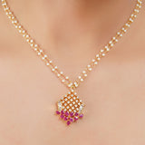 Gold Plated Barsaat Zircon Ruby Necklace Set