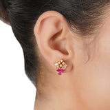 Gold Plated Barsaat Zircon Ruby Necklace Set