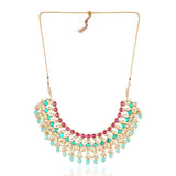 Gold Plated Vivaah Green Red Kundan Necklace Set