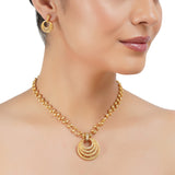 Gold Plated Barsaat Zircon Pendant Set