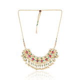 Gold Plated Vivaah Red Green Kundam Necklace Set