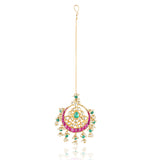 Gold Plated Vivaah Red Green Chand Kundan Tikka