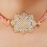 Gold Plated Barsaat Zircon Lotus Coral Choker Set