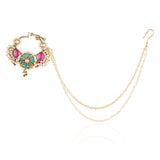 Gold Plated Vivaah Kundan Green Red Nath