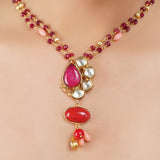 Gold Plated Barsaat Kundan Coral String Set
