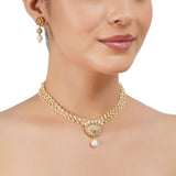 Gold Plated Barsaat Zircon Pearl Necklace Set