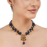 Gold Plated Barsaat Blue Necklace Set