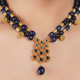 Gold Plated Barsaat Blue Necklace Set