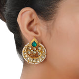 Gold Plated Barsaat Kundan Green Onyx Necklace Set