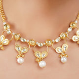 Gold Plated Barsaat Kundan Pearl Necklace Set