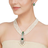 HEERA ZIRCON GREEN PENDANT SET