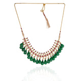 Gold Plated Vivaah Green Red Kundan Necklace Set