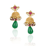 Gold Plated Vivaah Green Red Kundan Necklace Set