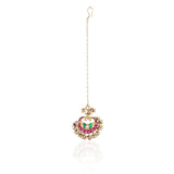 Gold Plated Vivaah Red Green Kundan Tikka