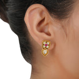 Gold Plated Lotus Kundan Pearl Necklace Set