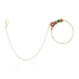 Gold Plated Vivaah Red Kundan Flower Nath