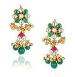 Gold Plated Vivaah Green  Onyx Kundan Kantha Set